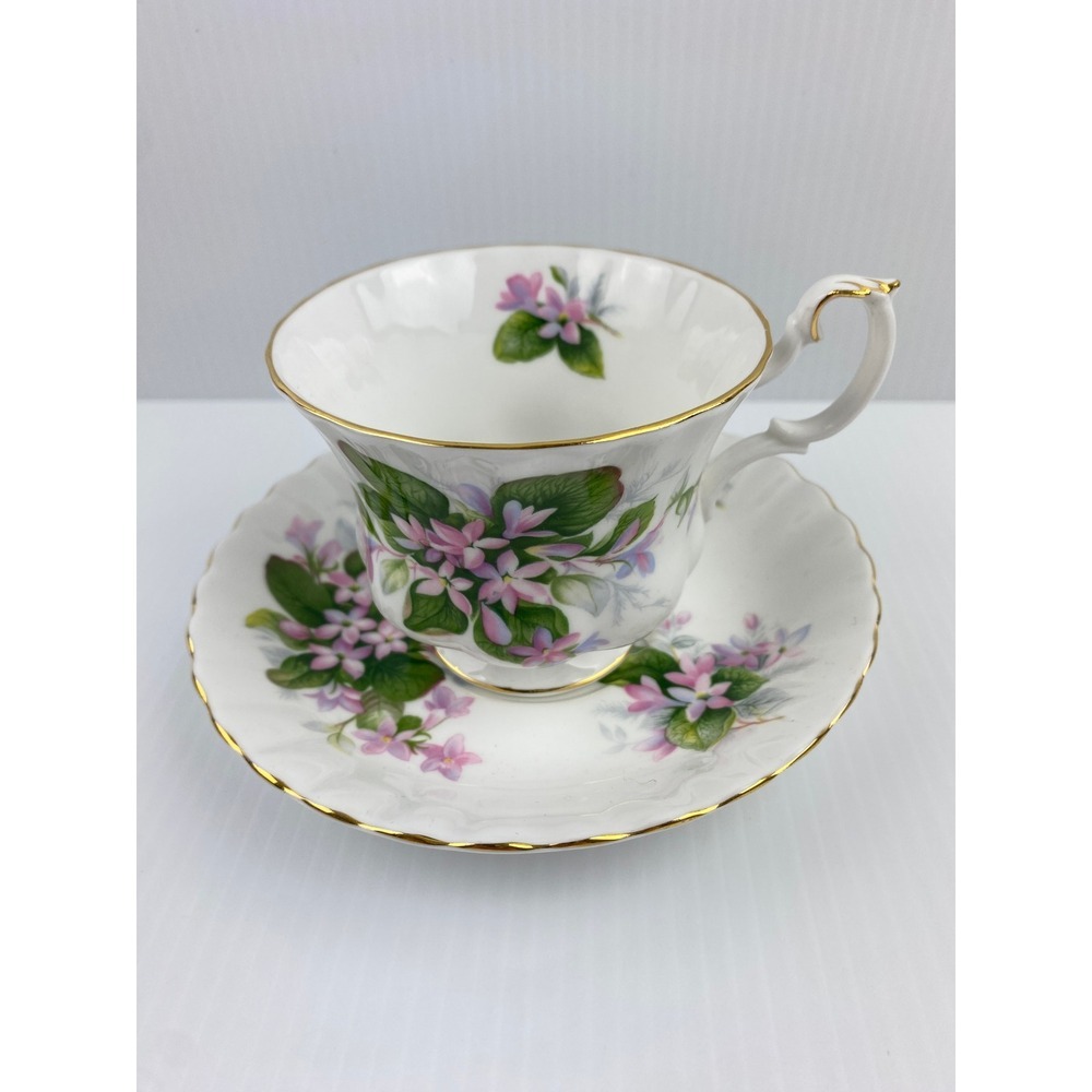 Royal Albert Mayflower Tea Cup and Saucer Bone China England Pink Floral Gold